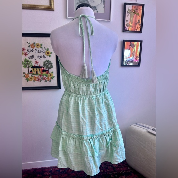 Majorelle Mint Gingham Halter Ruffle Dress – Size M - Picture 12 of 13